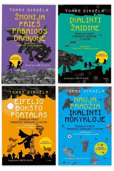 KNYGŲ KOMPLEKTAS. „Žmonija prieš Pabaigos Drakonę" + „Įkalinti žaodime“ + „Eilefio bokšto portalas“ + „Nauja pradžia. Įkalinti mokykloje“ KNYGŲ KOMPLEKTAS. „Žmonija prieš Pabaigos Drakonę" + „Įkalinti žaodime“ + „Eilefio bokšto portalas“ + „Nauja pradžia. Įkalinti mokykloje“